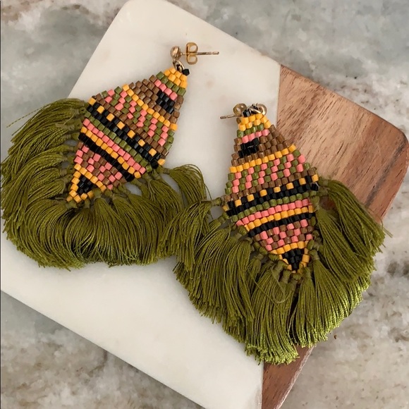 Free People Jewelry - Free People Beaded Tassel Earrings